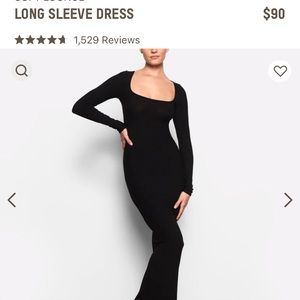 New with Tags-Skims Soft Lounge Long Sleeve Dress, Color Onyx, Size Small